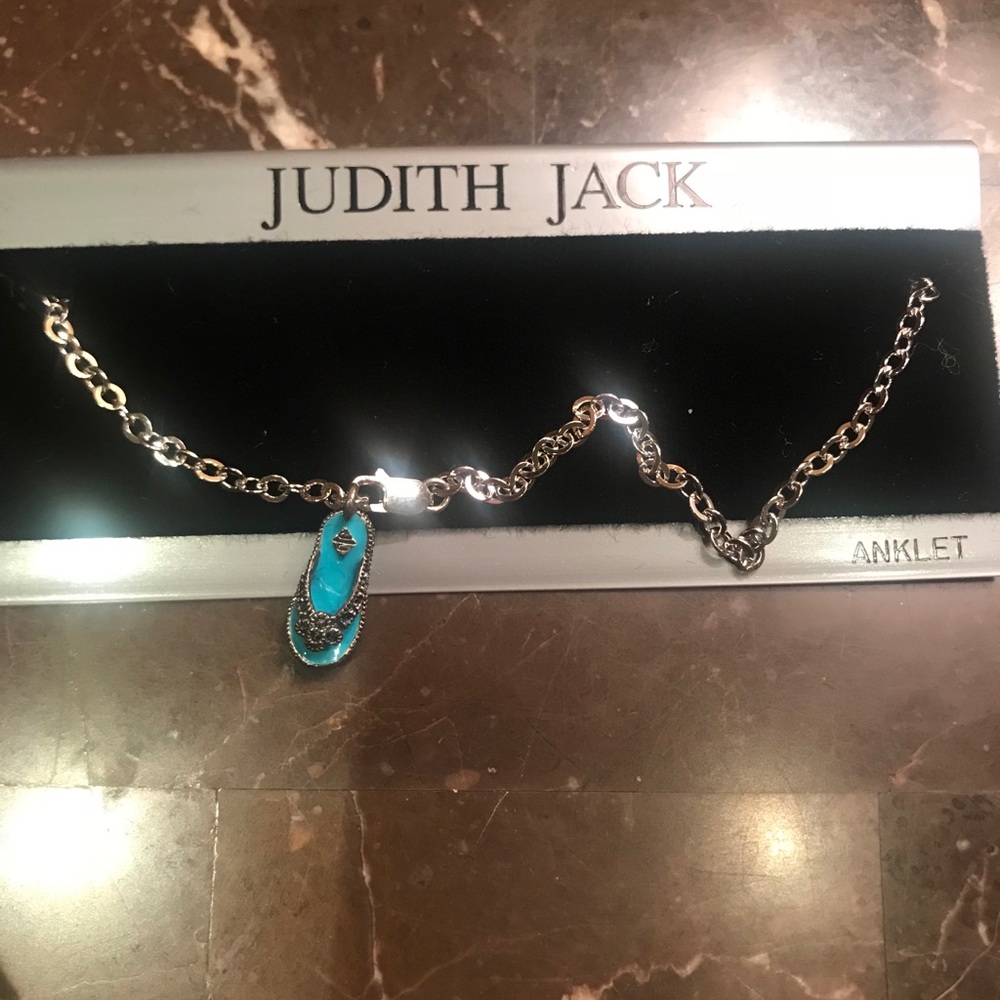 Rare Judith Jack .Flip Flop Charm Ankle Bracelet